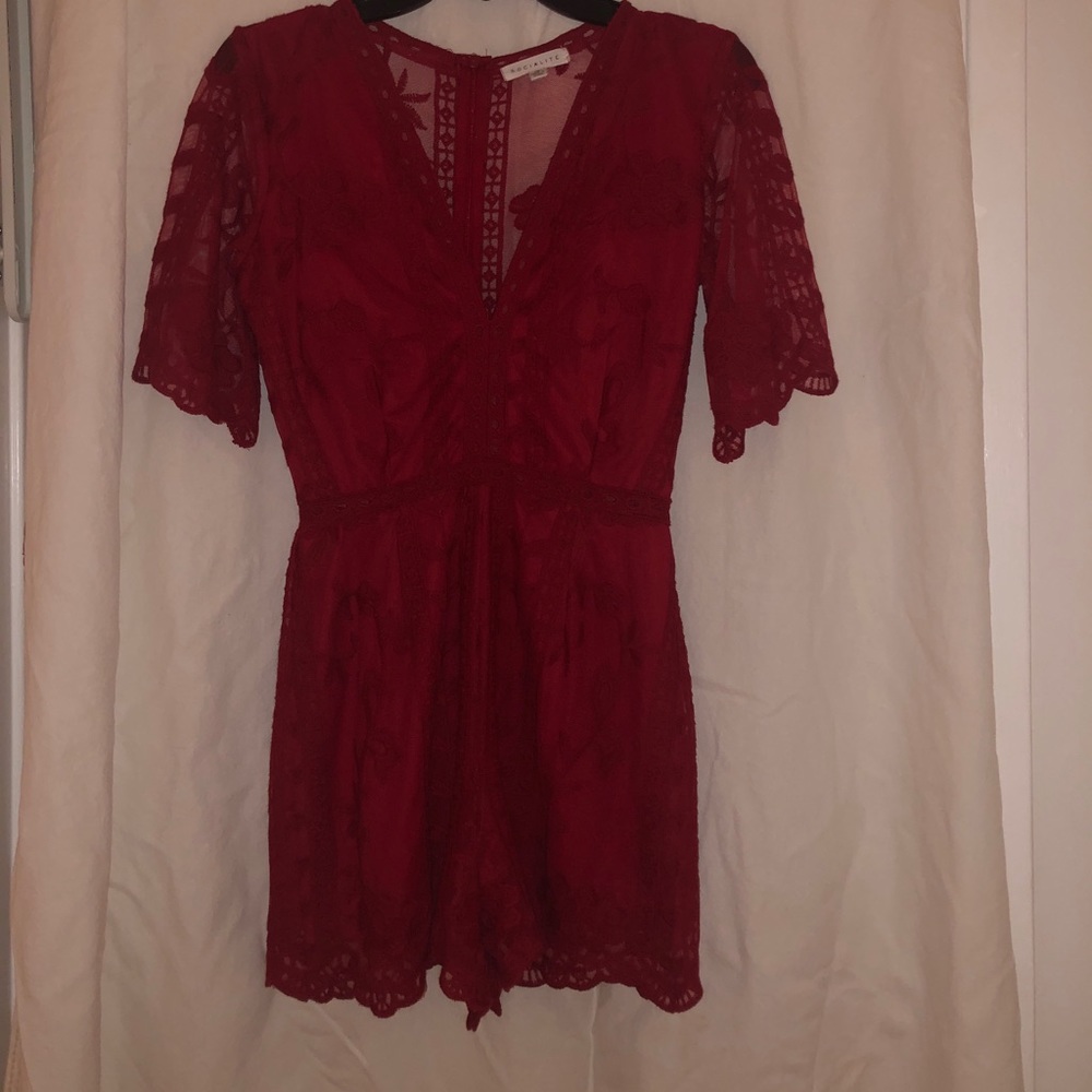 Red Socialite Romper